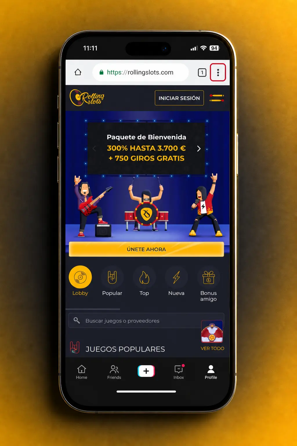 Pasos para descargar e instalar la app de Rolling Slots en Android desde el navegador Chrome sin tienda de aplicaciones