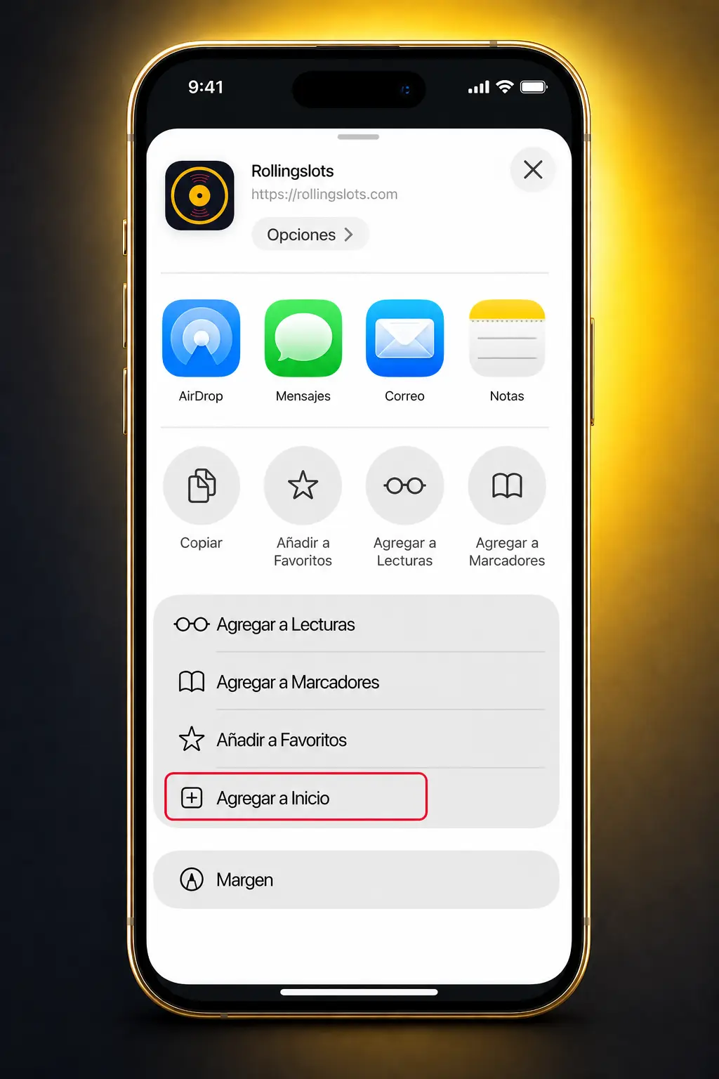 Pasos para descargar la app de Rolling Slots en iOS mediante Safari sin usar la App Store